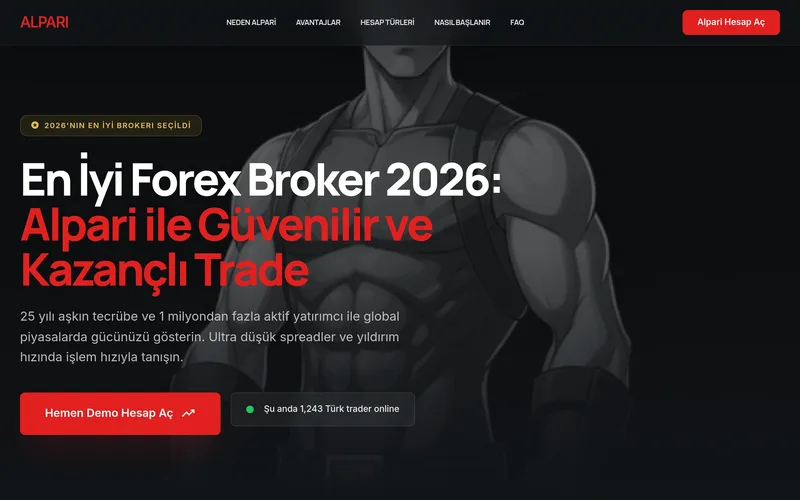 Alpari Turkey forex broker landing page — high-converting web design with 98 PageSpeed score